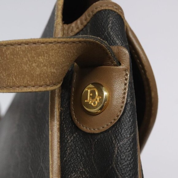 Christian Dior Honeycomb Canvas Shoulder Bag PVC Black Brown gold Auth bs23494 - Picture 9 of 16